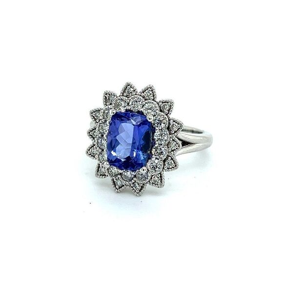 Natural Tanzanite Diamond Ring 6.5 14k W Gold 2.61 TCW Certified $4,950 217842 - Picture 11 of 16